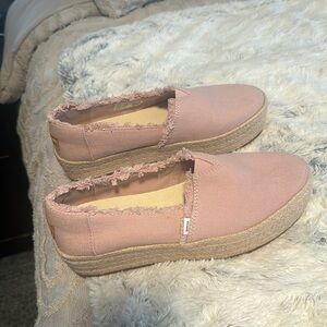 TOMS Pink Platform Slip-On Sneakers